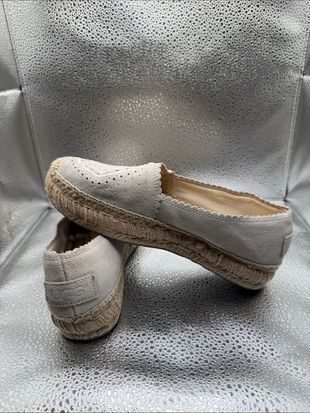 UGG Heidi Perf Cream Perforated Espadrille Slip-On Flats